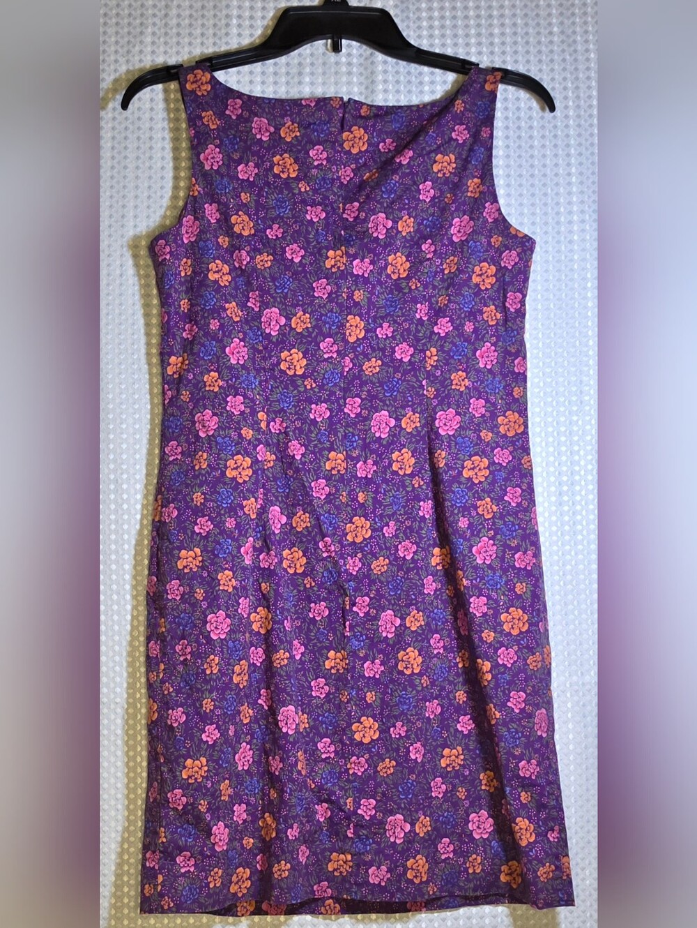 Vintage Ralph Lauren Purple Floral Sheath Dress Cotton Stretch Sz 10 - Picture 4 of 15